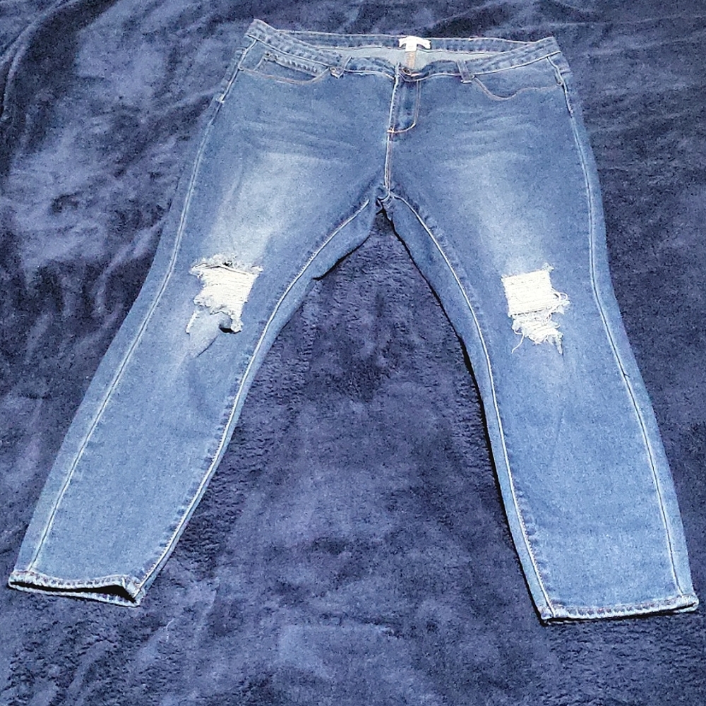 Kendall & Kylie Distressed Denim Blue Skinny Jeans